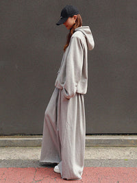 Loose Urban Gray Wide Leg Elastic Waist Pants