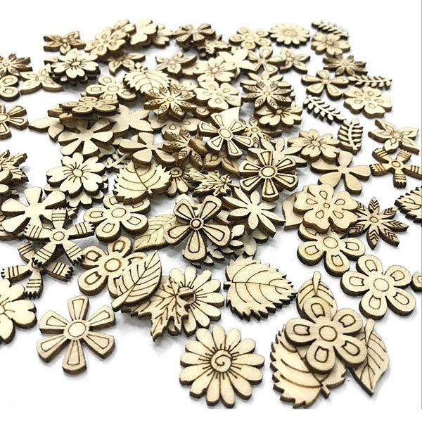 Flower&Leaves Pattern Burlywood Buttons