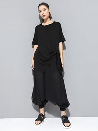 Original Irregularity Split-Joint Solid T-Shirts Tops