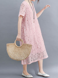 Fashion Embroidered Hollow Solid Dress