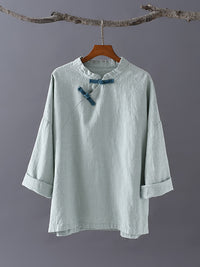National Style Button Linen Shirt