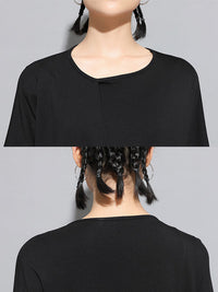 Original Irregularity Split-Joint Solid T-Shirts Tops
