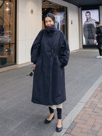 Solid Color Loose Elastic Waist Long Outwear