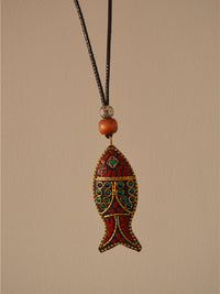 Ethnic Style Colored Fish Long Necklace