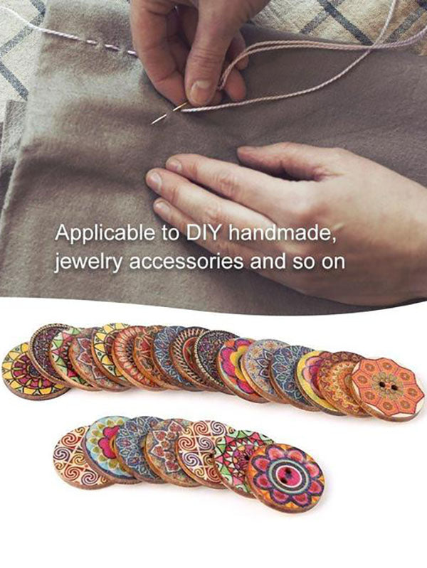 About 100Pcs Multi-Color Wooden Round Sewing Buttons For DIY Craft Decoration