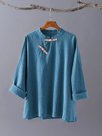 National Style Button Linen Shirt