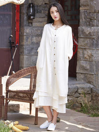 Soft White Ramie Cotton Linen Cover-up Cardigan
