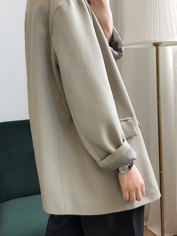Loose Solid Color Casual Blazer Outwear