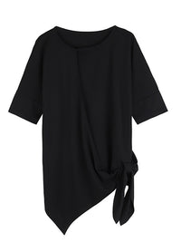 Original Irregularity Split-Joint Solid T-Shirts Tops