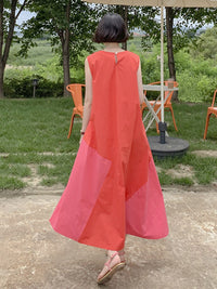 Casual A-Line Split-Joint Sleeveless Long Dress