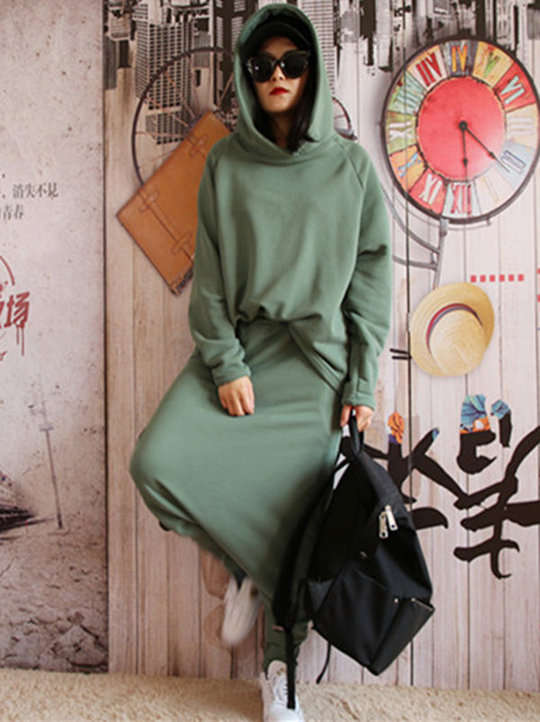 Casual Solid Hoodie&Pants Suits