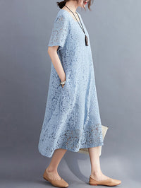 Fashion Embroidered Hollow Solid Dress
