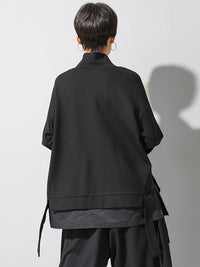 Black False Two Cropped Long Sleeve T-Shirt
