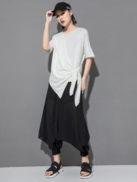 Original Irregularity Split-Joint Solid T-Shirts Tops