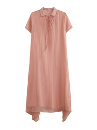 Original Solid Lapel Frenum Dress