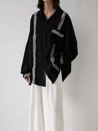 Loose Cropped Black Light Shirts Blouses