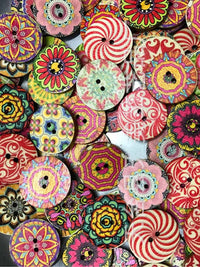 Vintage Style Round Printed Wooden Buttons