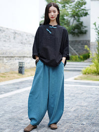 National Style Button Linen Shirt