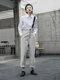 Vintage One-Shoulder Multi-Buckle Jumpsuit