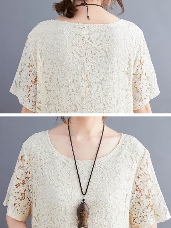 Fashion Embroidered Hollow Solid Dress