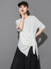 Original Irregularity Split-Joint Solid T-Shirts Tops