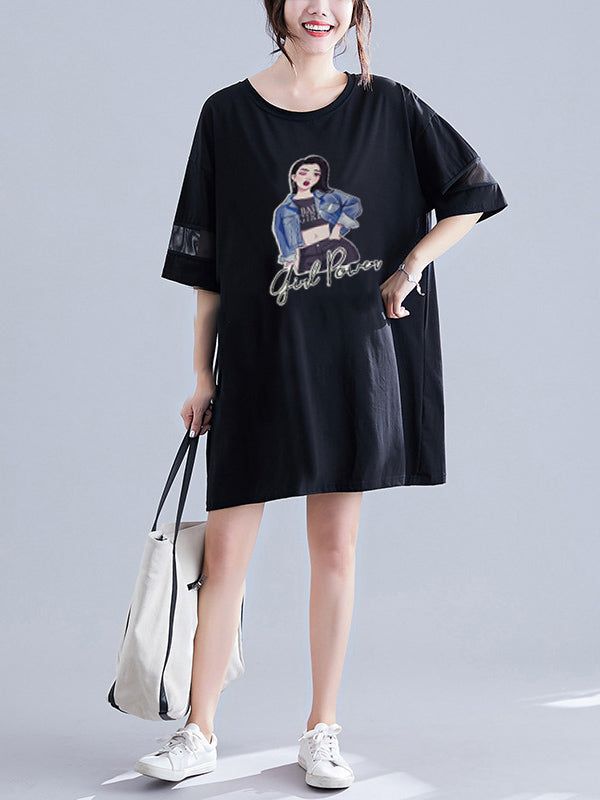 Urban Loose Split-Joint Half Sleeve Dress