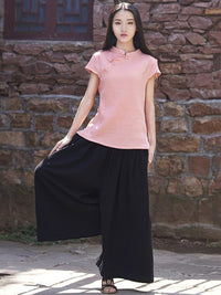 Vintage White&Pink Ramie Cotton T-shirt