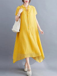 Original Solid Lapel Frenum Dress