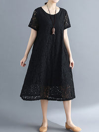 Fashion Embroidered Hollow Solid Dress