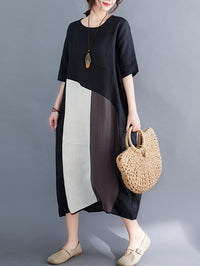Artistic Retro Split-Joint Cropped Dress