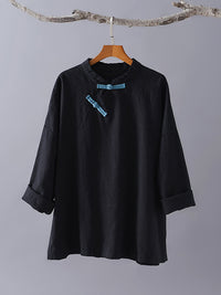National Style Button Linen Shirt
