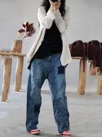 Loose Vintage Faded Ruffled Jean Pants
