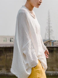 White Fringed Cotton T-shirt