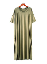 Comfortable Solid Short Sleeves Pajama Dress