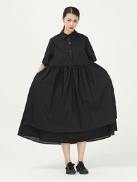 Loose Split-Side False-Two Cropped Midi Dress