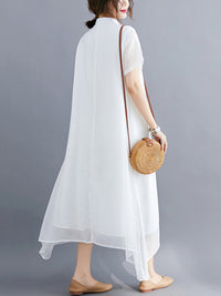 Original Solid Lapel Frenum Dress