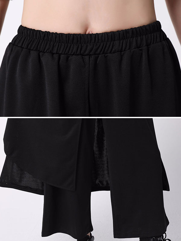 Casual False Two Solid Empire Capri-Pants Bottoms