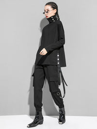 Original Solid Stand Collar T-Shirts Tops