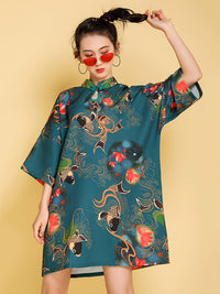 Artistic Retro Printed Short Cheongsams