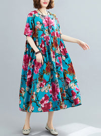 Loose Flower Printing National Dress