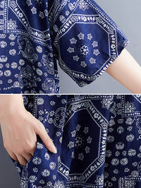 Vintage Floral Batwing Sleeve Dress