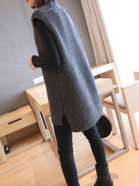 Casual High-Neck Sleeveless Knitwear