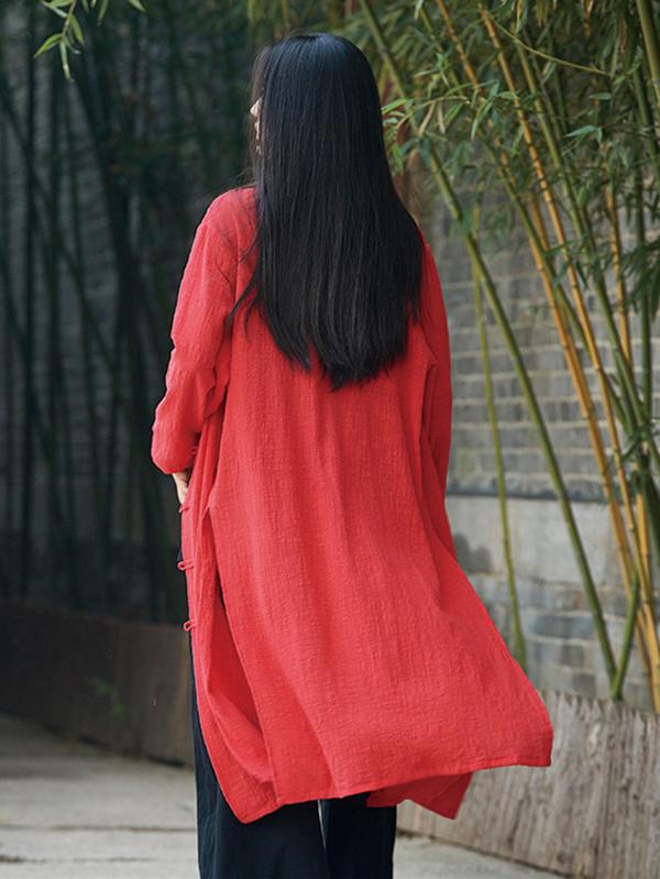 Blue&Red Frog Ramie Cotton Linen Outwear Cardigan