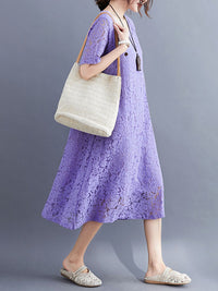 Fashion Embroidered Hollow Solid Dress
