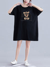 Urban Loose Split-Joint Half Sleeve Dress
