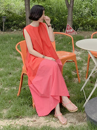 Casual A-Line Split-Joint Sleeveless Long Dress