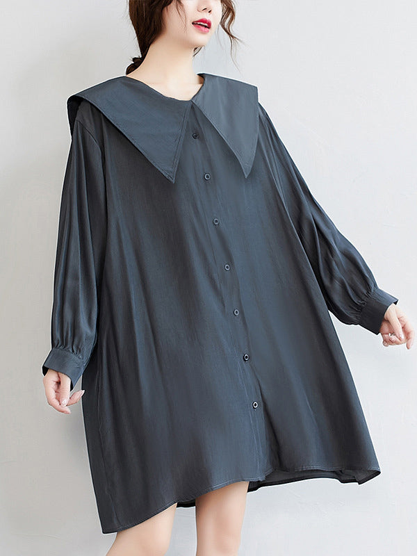 Original Printed Doll Collar Shirt Dress