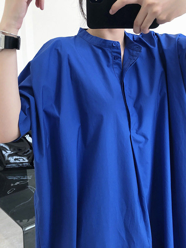 Original Solid Round-Neck Shirt Dress