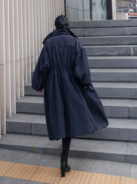Solid Color Loose Elastic Waist Long Outwear