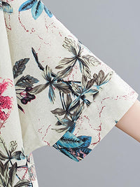 Vintage Floral Round-Neck Dress